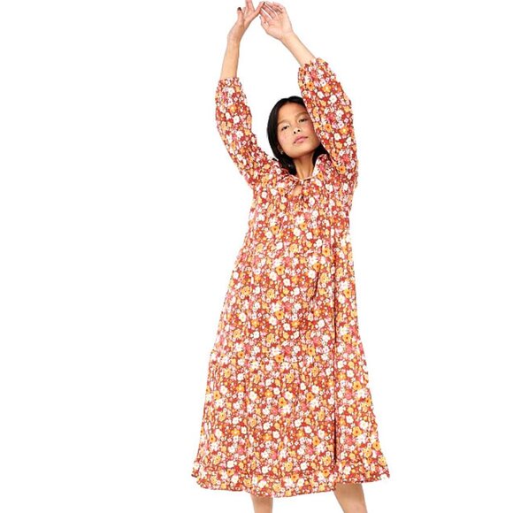 Lacausa Tiered Floral Maxi/Midi Berkeley Dress Size M/L - Picture 1 of 10